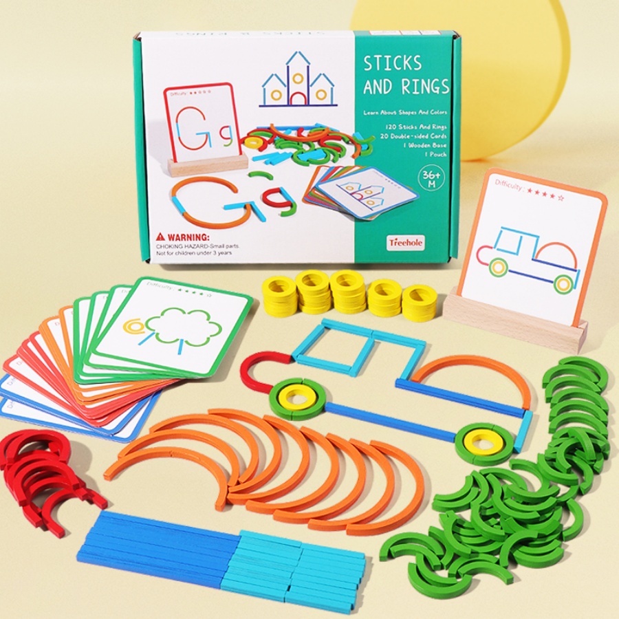 Gymnastic Ring Wood - Çocukların erken eğitim bulmaca oyuncakları, ahşap