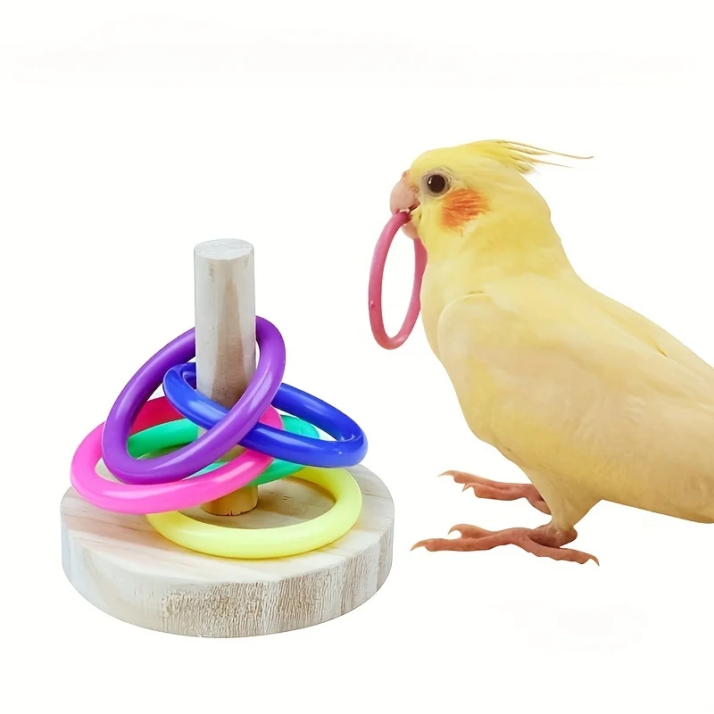 Gymnastic Ring Wood - Ahşap Interaktif Papağan Halkası Oyuncak Eğitici