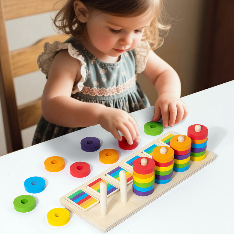 Gymnastic Ring Wood - Montessori Hafıza Eğitimi Renk Eşleştirme Oyunu
